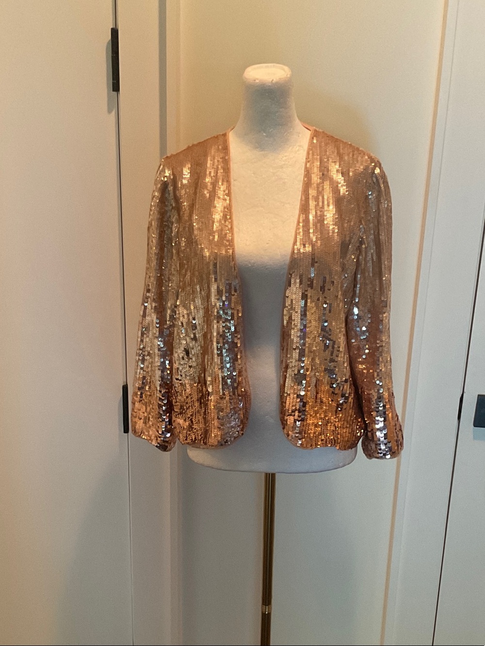 Parker Rose Gold Sequin Open-Front Blazer